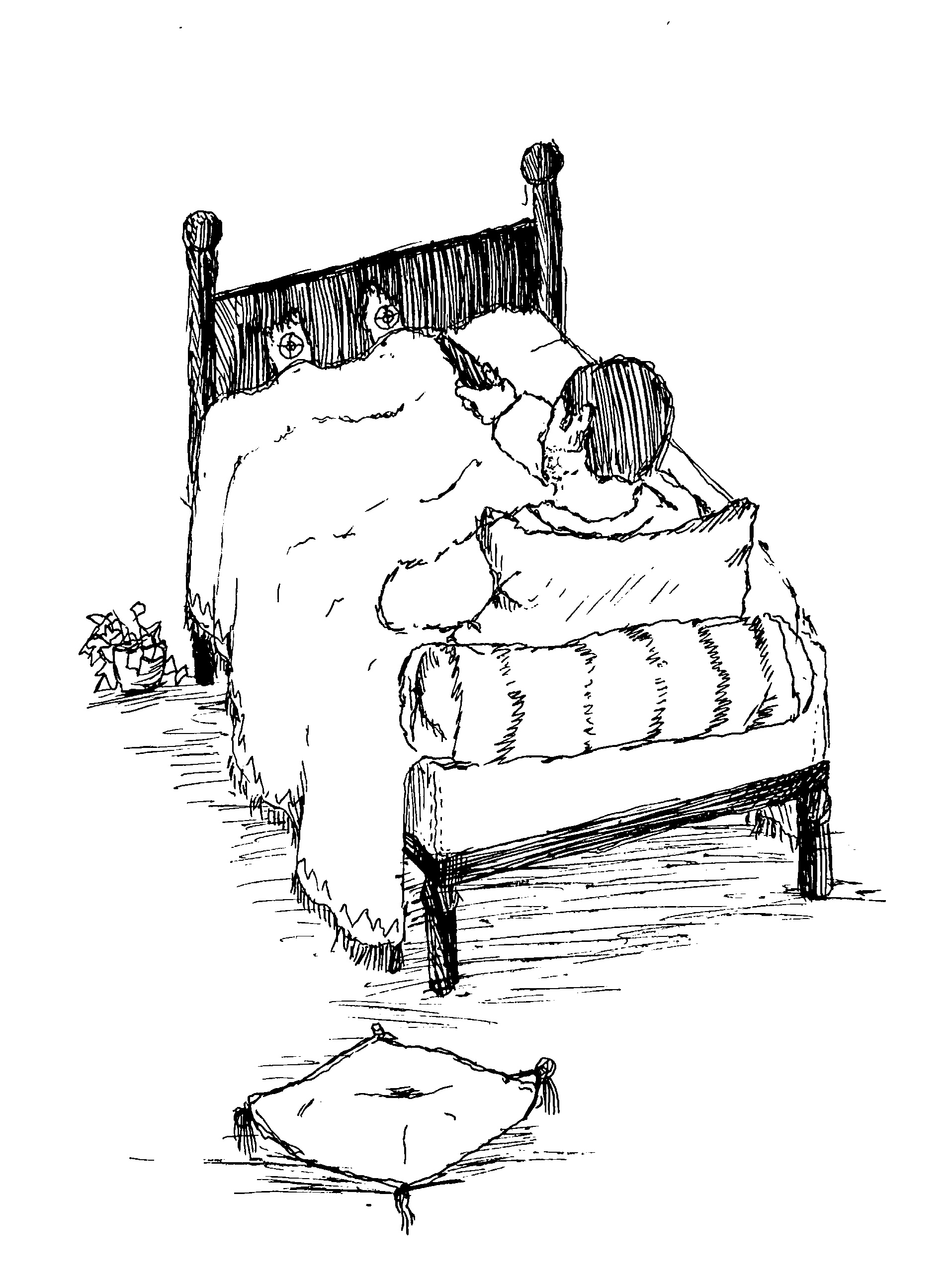 man laying in his bed with a gun pointed at both of his feet